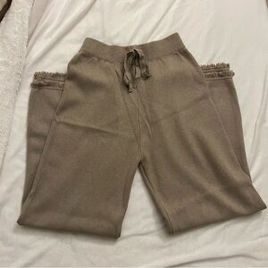 Wool beige wide leg pants